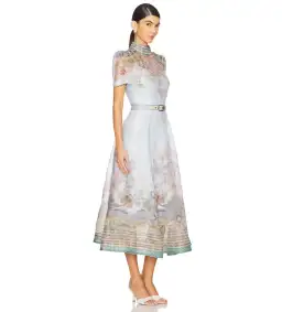 Zimmermann Eden Belted Midi Dress Blue Paisley Size 3 AU 14 for rent on The Volte - image 2