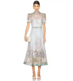 Zimmermann Eden Belted Midi Dress Blue Paisley Size 3 AU 14 for rent on The Volte - image 1