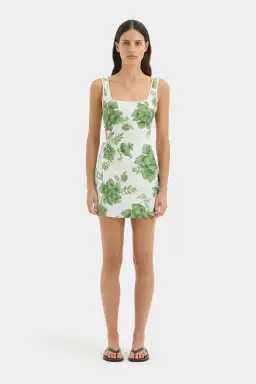 Sir The Label Gardella Cut Out Mini Dress Green Print Size 1 / AU 8