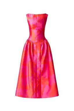 Elliat - Eloise A-Line Midi Dress in Pink & Red - Size 12 for rent on The Volte - image 3