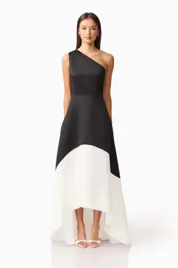 Elliat - Sorrel One Shoulder Gown in Black & White - Size 12 for rent on The Volte - image 1