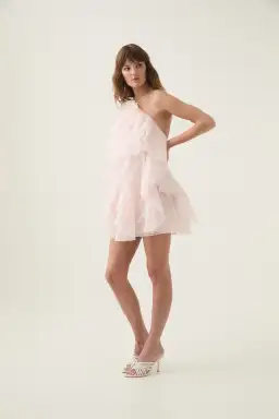 Aje Pandorea Layered Mini Dress Pastel Pink Size 10 for rent on The Volte - image 2