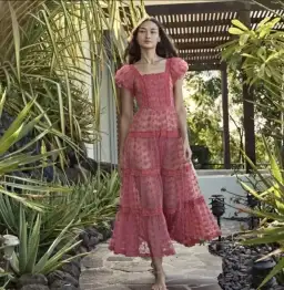 Nadette Lace-trimmed Embroidered Tulle Maxi Dress Pink Size M/AU 10 for rent on The Volte - image 3