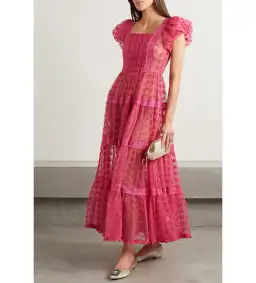 Nadette Lace-trimmed Embroidered Tulle Maxi Dress Pink Size M/AU 10 for rent on The Volte - image 1