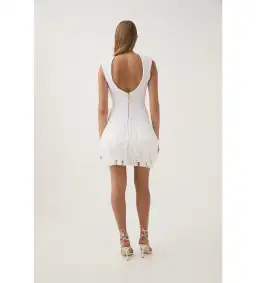 AJE Rushes Fringe Knit Mini Dress in White Size M AU 10  for rent on The Volte - image 3