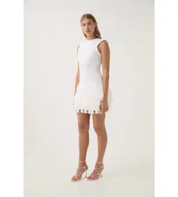 AJE Rushes Fringe Knit Mini Dress in White Size M AU 10  for rent on The Volte - image 2