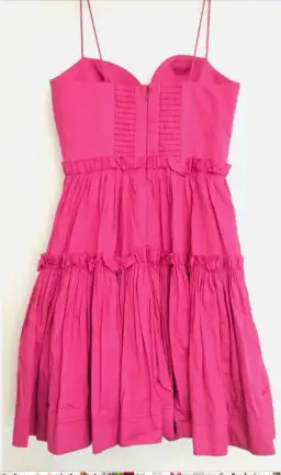 AJE Maya Tiered Mini Dress Fuchsia with side pockets AU 6 US 2 for rent on The Volte - image 6