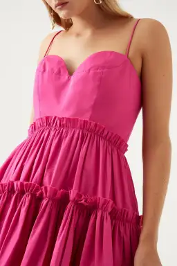 AJE Maya Tiered Mini Dress Fuchsia with side pockets AU 6 US 2 for rent on The Volte - image 3