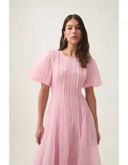 Aje / Nova Pleated Midi Dress / Chalk Pink / 8 for rent on The Volte - image 2