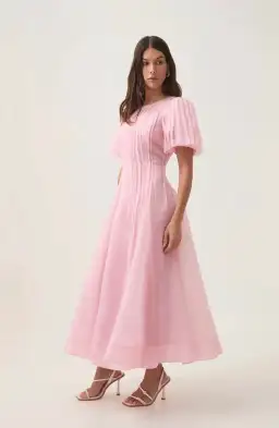 Aje Nova Pleated Midi Dress in Chalk Pink  Size AU 14 for rent on The Volte - image 3