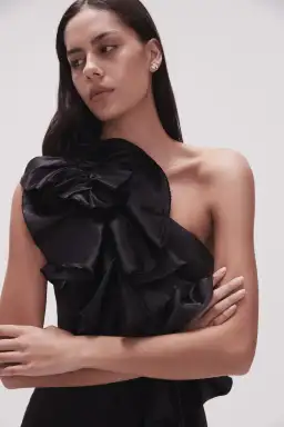 Aje Adelia Ruffle Midi Dress Black Size 14 for rent on The Volte - image 2