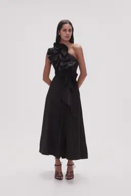 Aje Adelia Ruffle Midi Dress Black Size 14 for rent on The Volte - image 1
