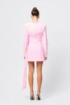 MOSSMAN SENSE OF MYSTERY DRAPED MINI DRESS / PINK / SIZE 14 for rent on The Volte - image 2