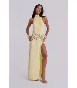 Jaded London Darya Hand Beaded Backless Maxi Dress in Butter Size AU 6 for rent on The Volte - image 1