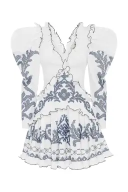 Alemais Hazel Embroidered Mini Dress in White Size AU 10 for rent on The Volte - image 3