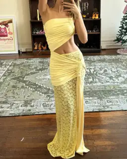 Deconduarte Paradiso Lace Dress Baby Yellow for rent on The Volte - image 3