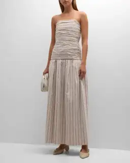 Anna Quan Isadora Strapless Maxi Dress Tobacco Stripe Size AU 6  for rent on The Volte - image 4
