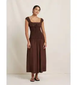 Peony Sonnet Pecan Midi Dress Brown Size M / AU 10 for rent on The Volte - image 1