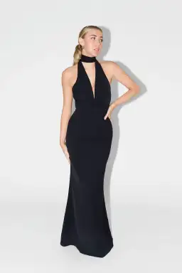 Odd Muse The Ultimate Muse Tie Neck Maxi Dress Black Size 6 for rent on The Volte - image 1