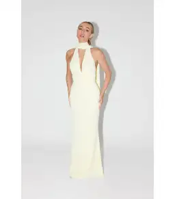 Odd Muse The Ultimate Muse Tie Neck Maxi Dress Butter Cream Size XS / AU 6