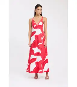 Kookai Zani Maxi Dress in Red/White Size AU 6 for rent on The Volte - image 1