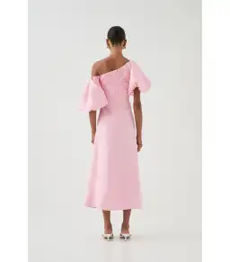 Aje Cadence Ruched Midi Dress Ballerina Pink Size AU 8 for rent on The Volte - image 3