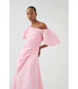 Aje Cadence Ruched Midi Dress Ballerina Pink Size AU 8 for rent on The Volte - image 4