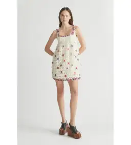 Antipodean Echo Crochet Flower Mini Dress Size AU 6