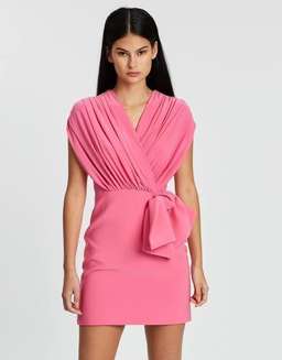 By Johnny Gloria Bow Drape Mini Dress 