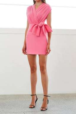 By Johnny Gloria Bow Drape Mini Dress 