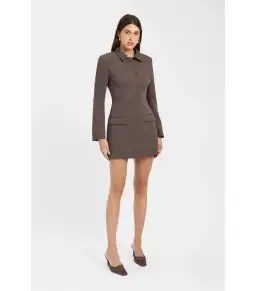 Kookai Oyster Suit Mini Dress Brown Size AU 8 for rent on The Volte - image 2