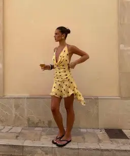 Harlow Halter Mini Dress Yellow Size AU 8 for rent on The Volte - image 1