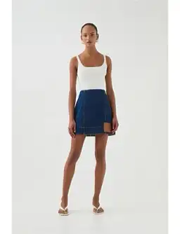 Aje Carmen Denim Mini Skirt Denim Size 6  for rent on The Volte - image 1