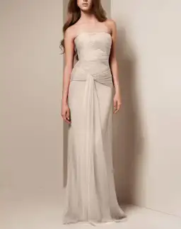 Vera Wang Strapless Chiffon Dress Champagne Size 8