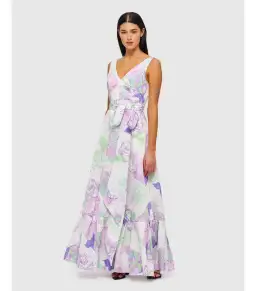 Leo Lin Begonia Maxi Dress Print Size AU 10