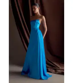 Meshki Rosella Satin Maxi Gown Cyan Blue Size AU 8 for rent on The Volte - image 3