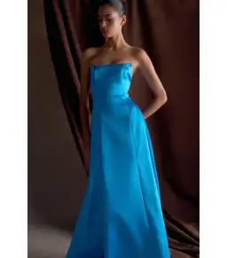 Meshki Rosella Satin Maxi Gown Cyan Blue Size AU 8 for rent on The Volte - image 2