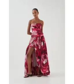 Aje Flora Maxi Gown Prismatic Floral Red Size AU 8