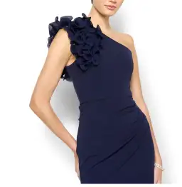 Montique Elle Navy One Shoulder Gown Blue Size 10 for rent on The Volte - image 2