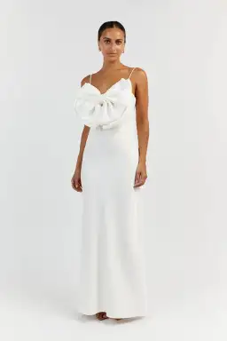 DISSH Aisle White Front Bow Midi Dress for rent on The Volte - image 1