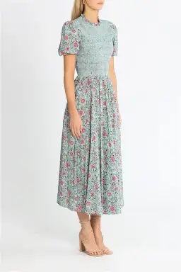 Alemais Frances Midi Dress Blue Pink Floral Size 8 for rent on The Volte - image 2
