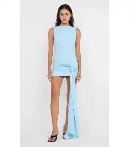 Bec & Bridge Domenic Asym Mini Dress Sky Blue Size AU 8