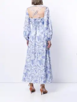 Rachel Gilbert Faris Abstract Print Dress Blue/White Size 3/AU 14 for rent on The Volte - image 4