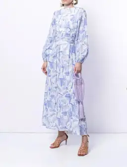 Rachel Gilbert Faris Abstract Print Dress Blue/White Size 3/AU 14 for rent on The Volte - image 2