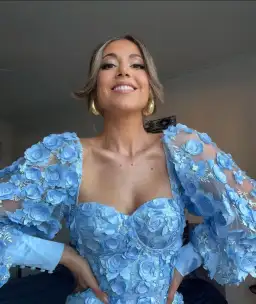 Alamour The Label Ginvra 3D Flower Dress Blue Size M /Au 10  for rent on The Volte - image 7