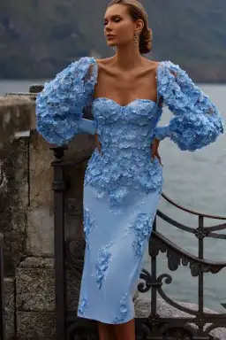 Alamour The Label Ginvra 3D Flower Dress Blue Size M /Au 10  for rent on The Volte - image 2