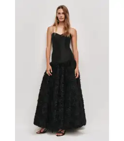 Aje Colette Corset Textured Maxi Dress Black Size AU 14