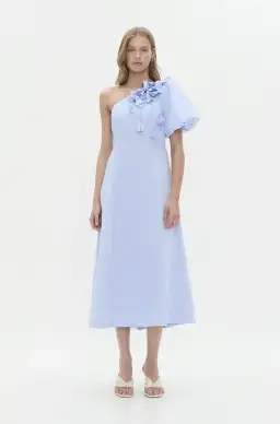 Aje Camille Midi Dress Pale Blue Size AU 10