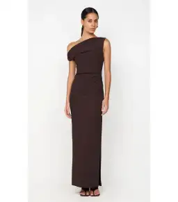 Bec & Bridge Leora Asym Maxi Dress in Dark Chocolate Size AU 12
