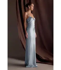Meshki Lilly Sweetheart Satin Maxi Dress Frosted Blue Size S / AU 8 for rent on The Volte - image 2